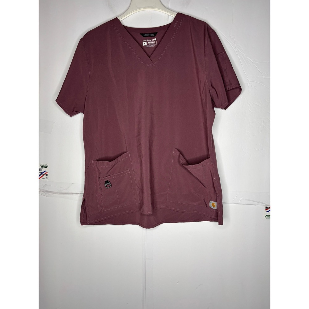 Carhartt Force Modern Fit V-Neck Scrub Top Burgundy‎ XL Short Sleeve Medical